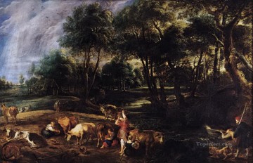  aves Arte - paisaje con vacas y aves silvestres Peter Paul Rubens
